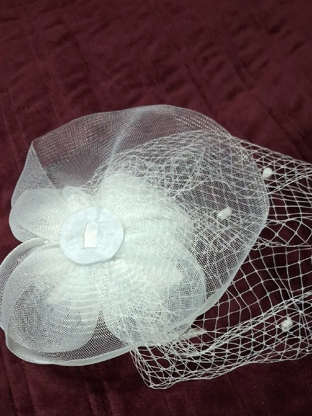 White Floral Veil Fascinator Headpiece